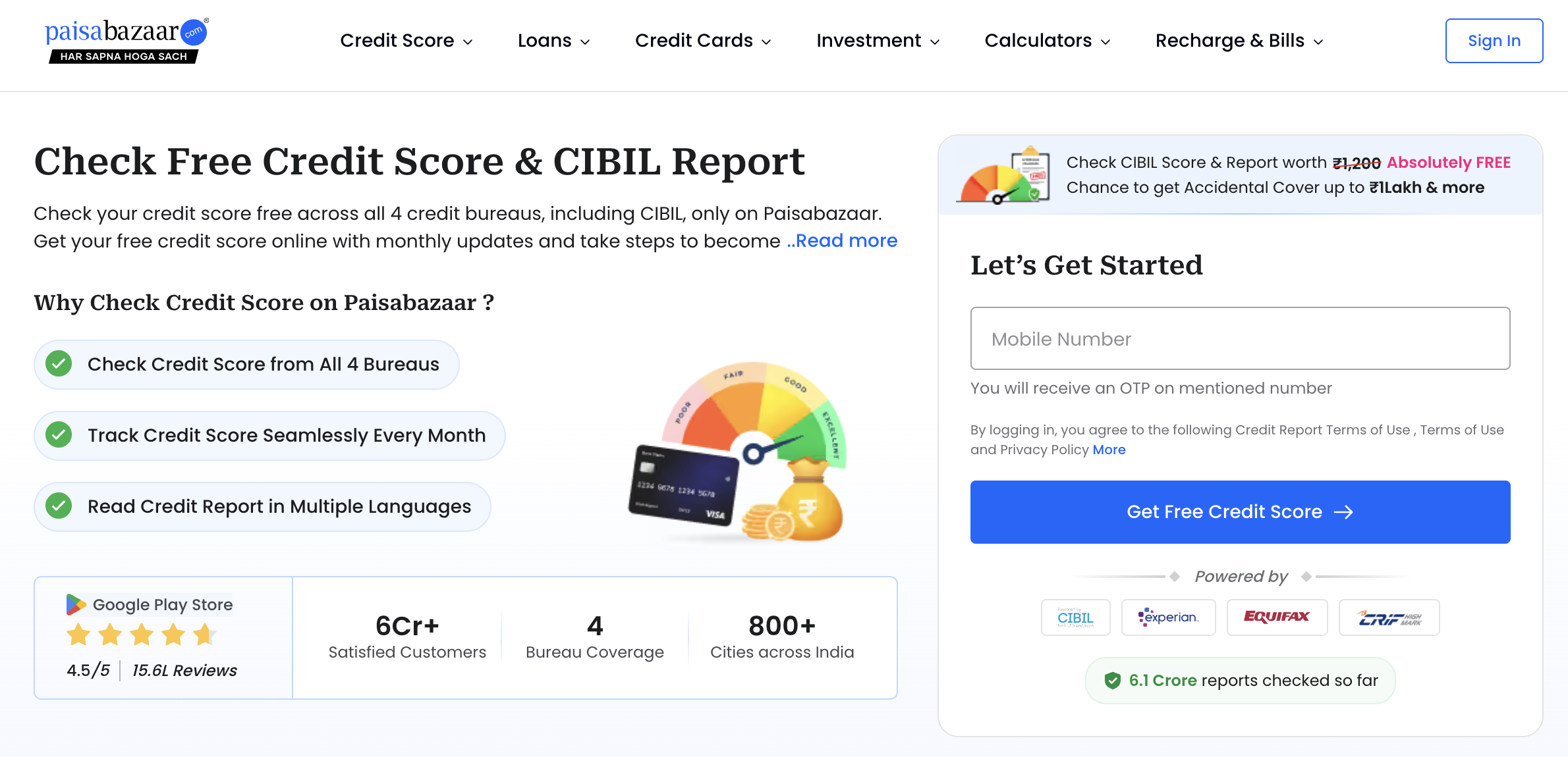 How to Check Credit Score for Free - PaisaBazaar